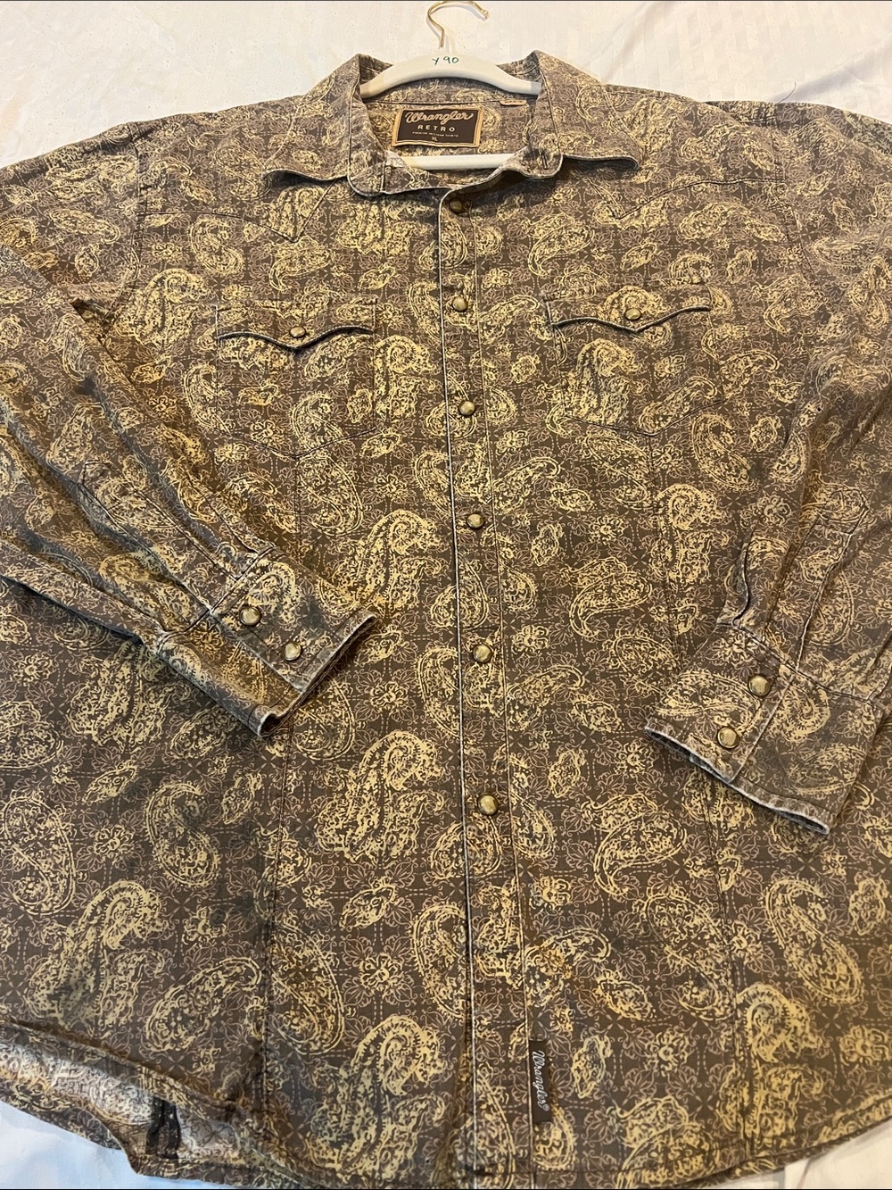 Wrangler RETRO Brown Paisley Print Western Button-Down Shirt